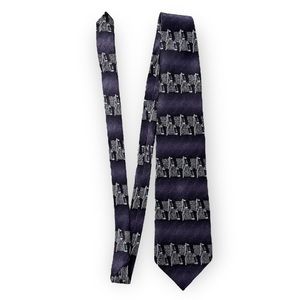 Vintage Silk Tie Bellini Purple Black White Blue Retro Fancy Wedding Business